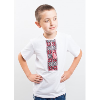 Embroidered t-shirt with short sleeves "Colours" red/white